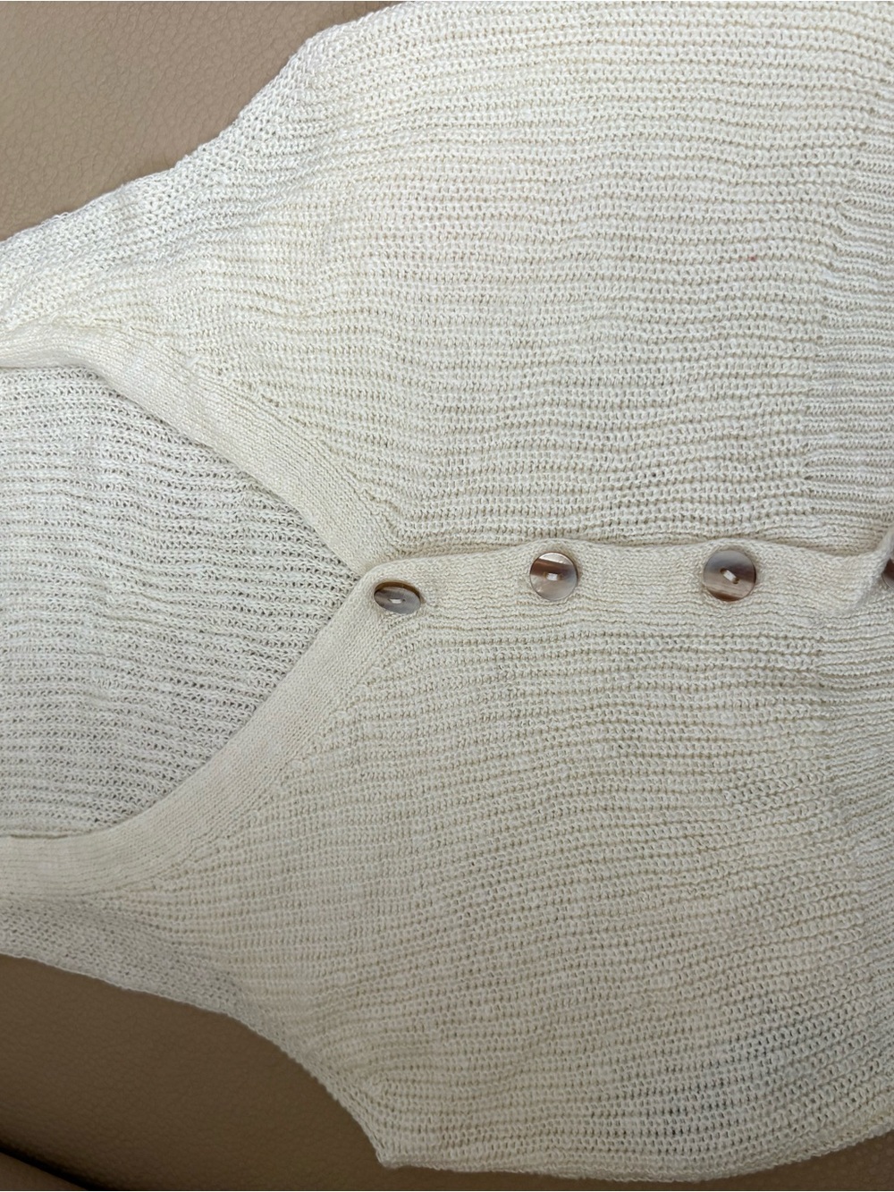Mango Cropped Cream Knit Button-Front Tank